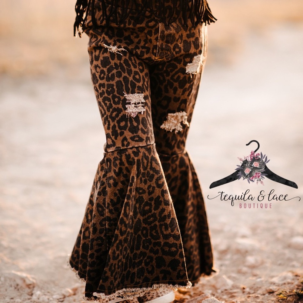 Kids leopard jean bells